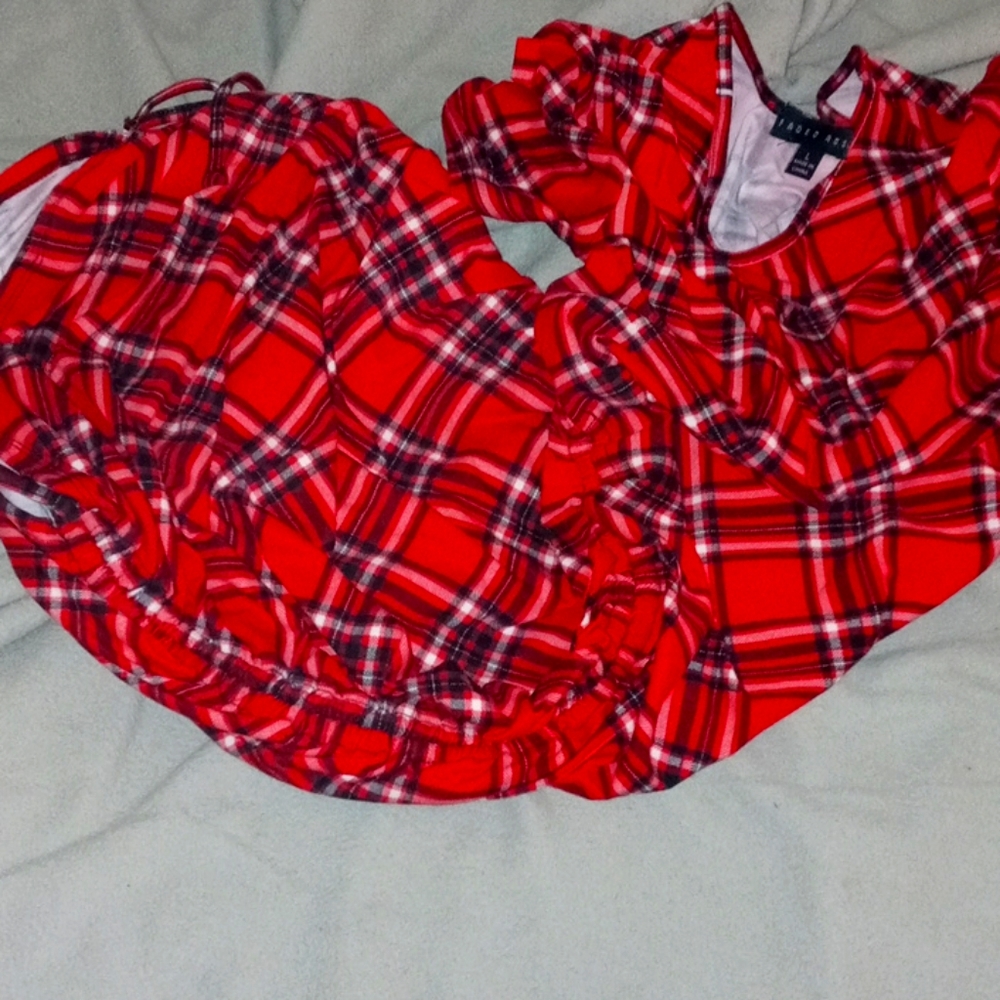 Red plad fitted dress